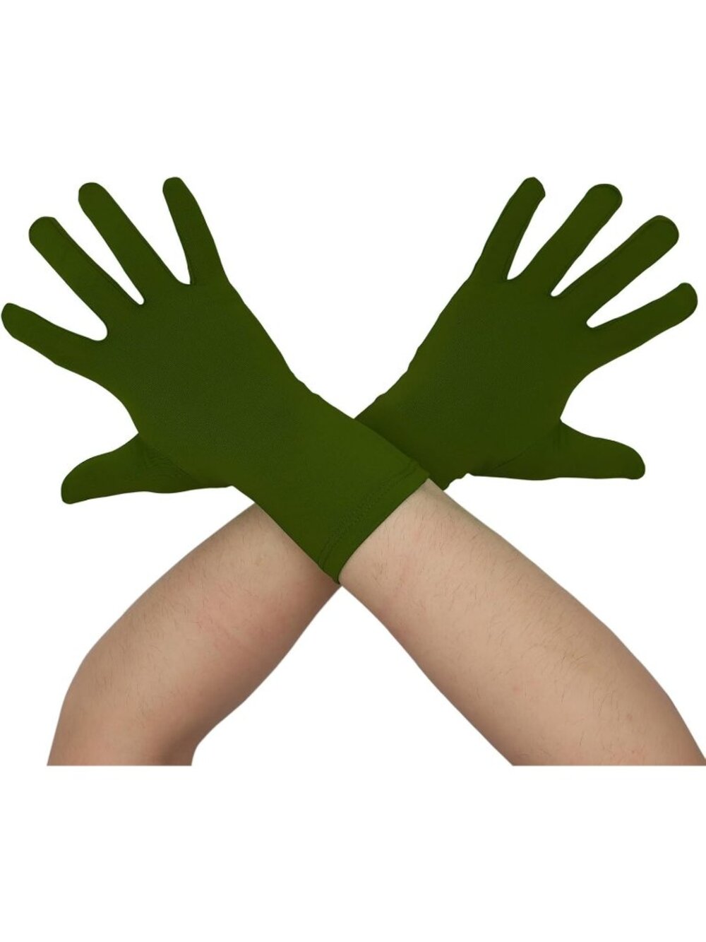 Men's And Women's Olive Wrist Length Spandex Christmas Costume Dance Gloves